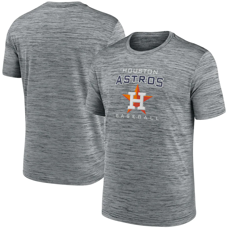 Men's Houston Astros Grey Velocity Practice Performance T-Shirt